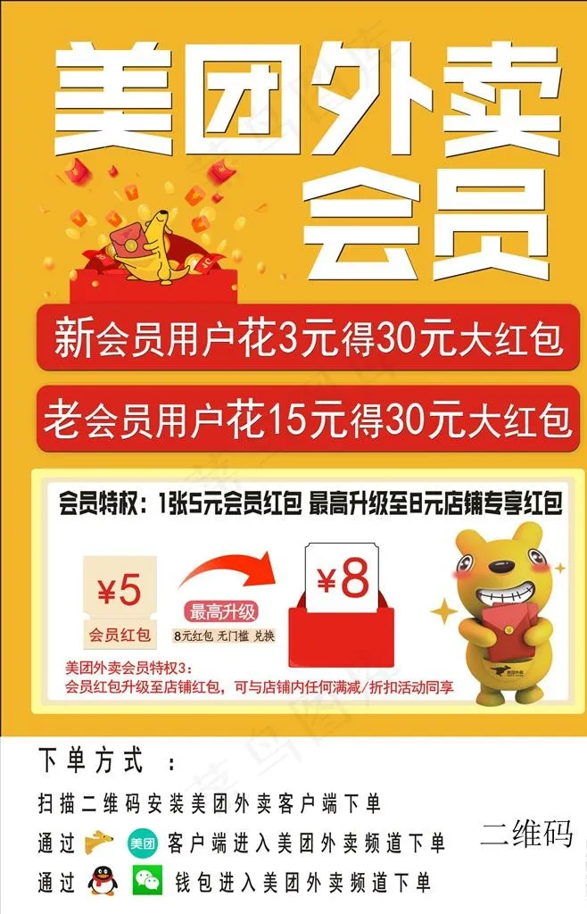 外卖会员红菜鸟图库片cdr矢量模版下载