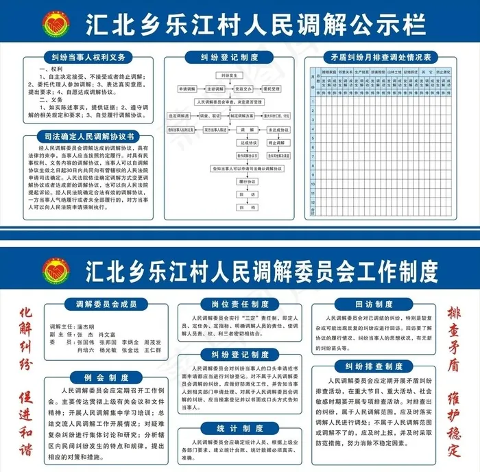 村调解公示栏及制度图片cdr矢量模版下载