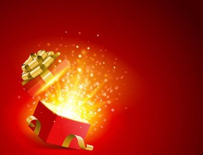 金星飞出的礼盒矢量图片