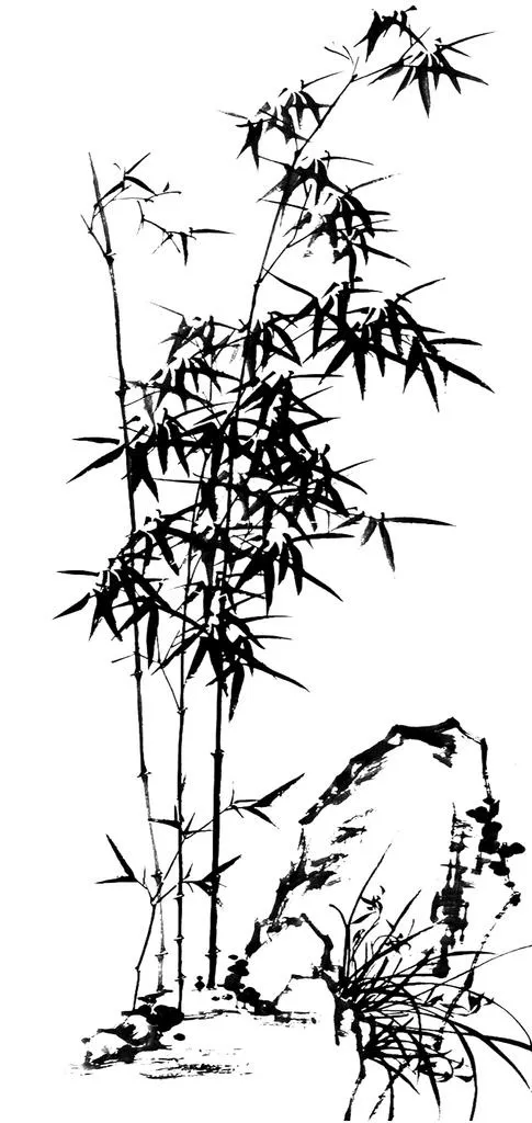 水墨竹子画 中国画图片psd模版下载