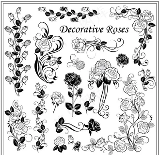 黑白玫瑰花纹图片