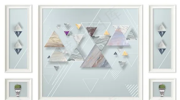 3D背景墙几何抽象背景墙图片