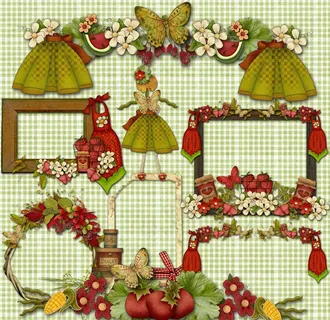 可爱花朵水果边框素材图片