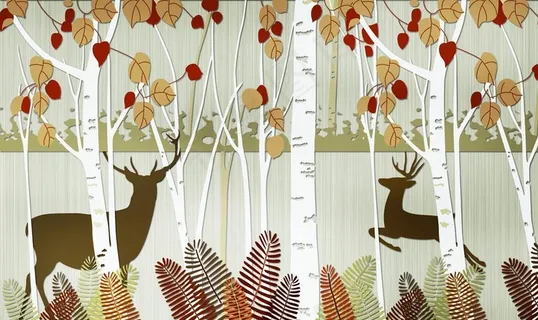 麋鹿背景墙图片