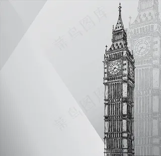 手绘大本钟图片