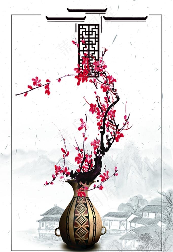 中国风水墨古典装饰画图片psd模版下载