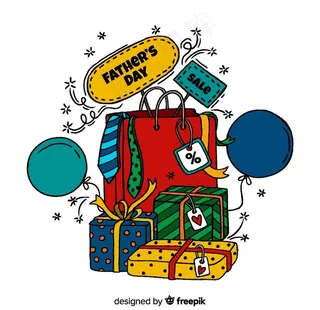 礼物手绘线描插画图片