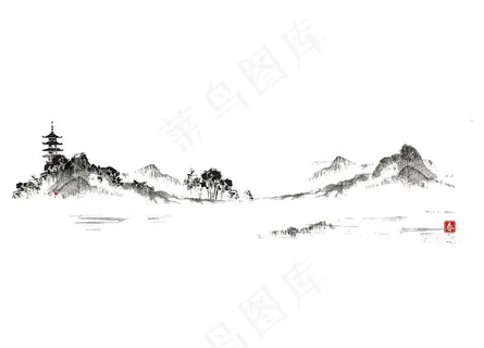 素雅中国风山水墨画免抠素材图片 素雅中国风山水墨画免抠素材图片