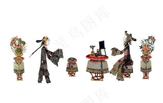 皮影戏《巧梳妆》人物场景图片