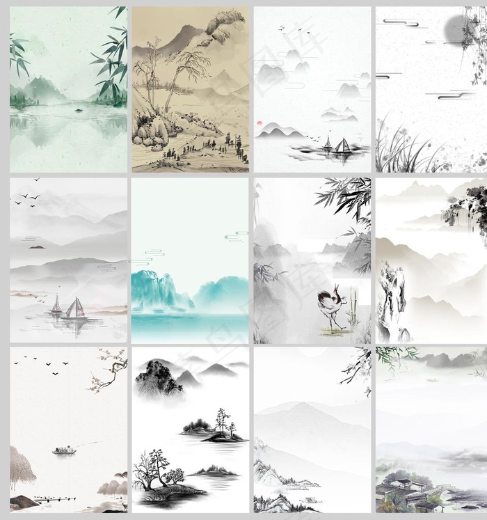 水墨画图片(5315X5492(DPI:150))psd模版下载