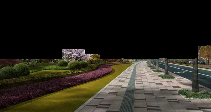道路绿化 景观效果图图片(4000X2250(DPI:300))psd模版下载