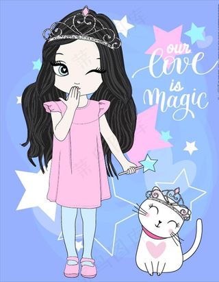 卡通时尚女孩图片