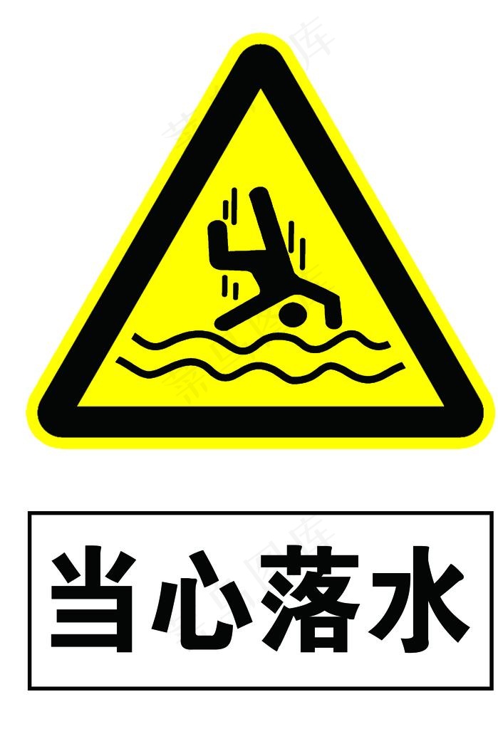 当心落水 警示牌图片