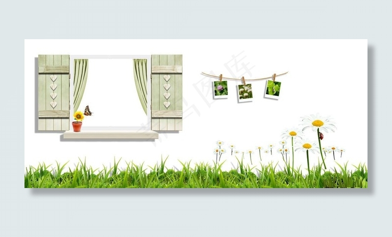 花草 窗户 照片墙图片