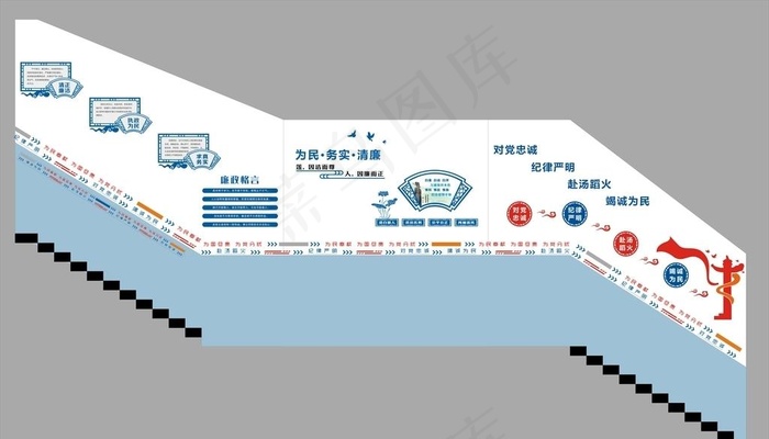 党建楼梯文化图片(210X297)cdr矢量模版下载