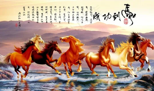 花鸟山水国画风景画背景墙装饰画图片