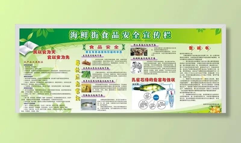 海鲜街食品安全宣传栏图片cdr矢量模版下载