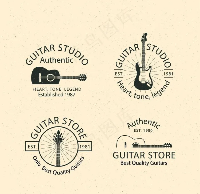 吉他吊牌 logo guita图片ai矢量模版下载