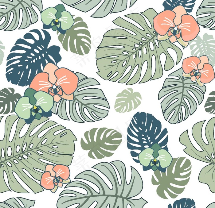 叶子无缝花纹图片