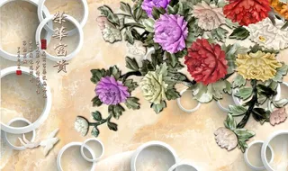 花开富贵牡丹花开玉石牡丹玉雕图片