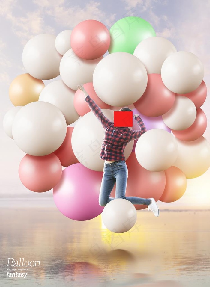 气球女生海报图片