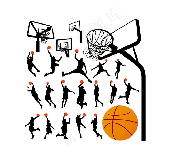 打篮球剪影图片