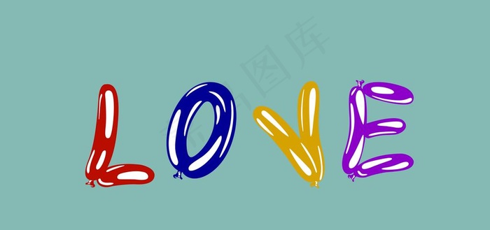 love 气球字母图片psd模版下载