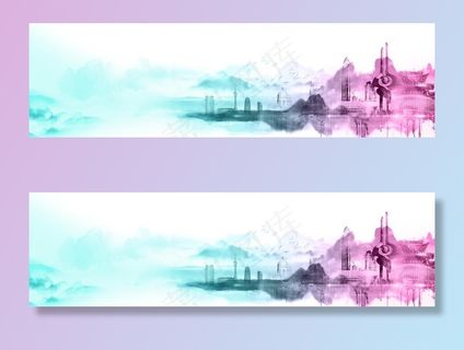 水墨 kv背景 河南 济南图片