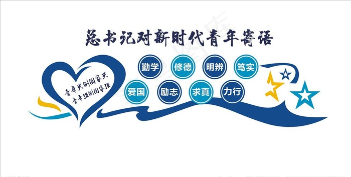 *对青年寄语文化墙图片cdr矢量模版下载