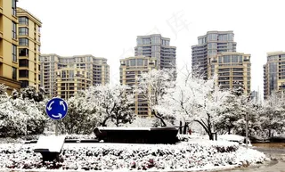 小区雪景图片