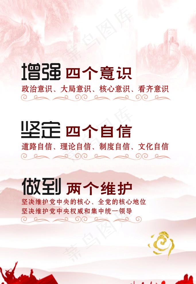 四个意识 四个自信 两个维护图片cdr矢量模版下载