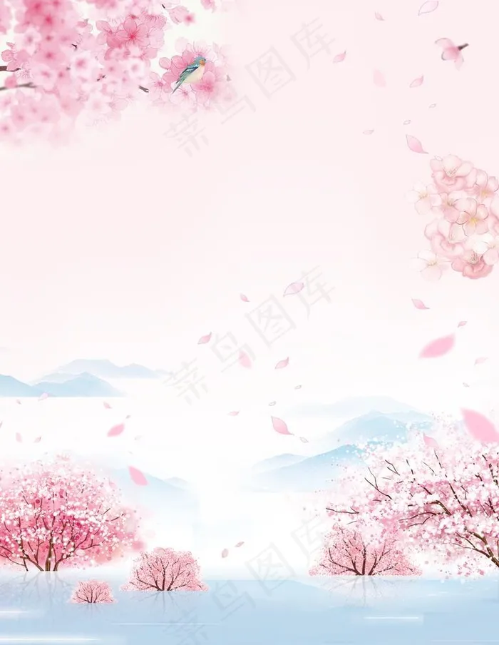 樱花背景图片(3543X4724(DPI:300))psd模版下载