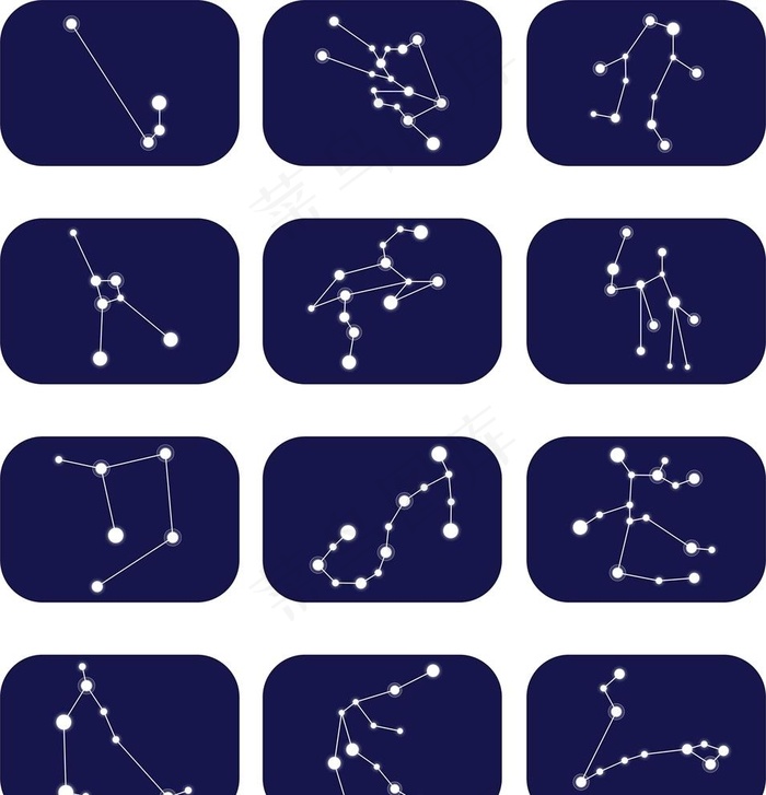 矢量十二星座12星座图标图片ai矢量模版下载