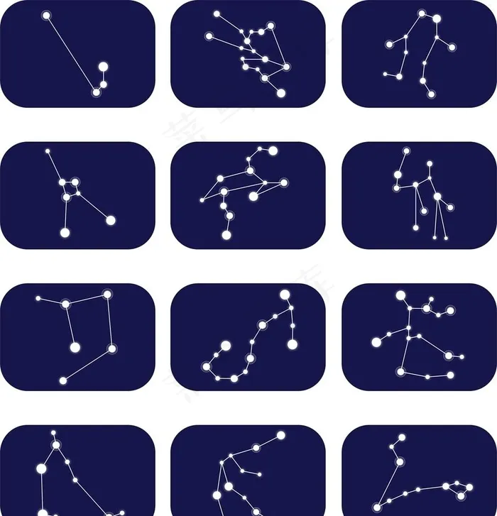 矢量十二星座12星座图标图片