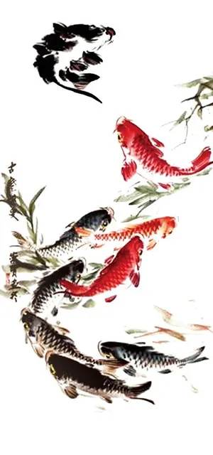 水墨鱼素材图片