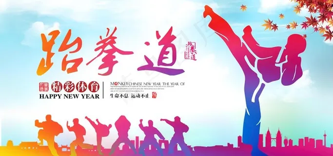 炫彩跆拳道宣传海报图片