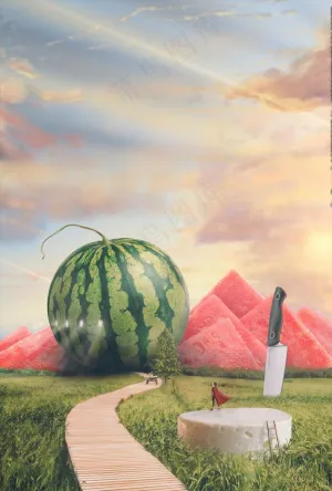 西瓜合成背景图图片