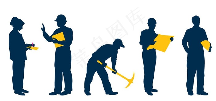 工人剪影图片ai矢量模版下载
