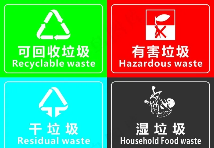 垃圾分类图片cdr矢量模版下载