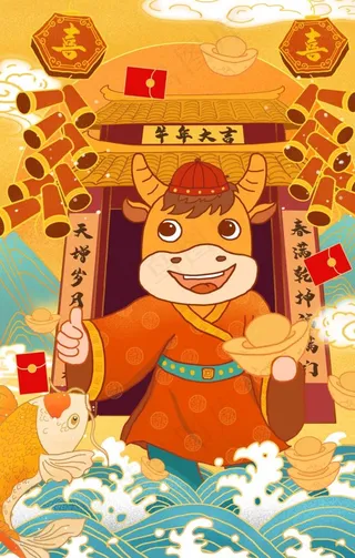 新年元旦牛年海报图片