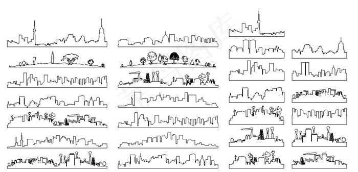 城市建筑线条剪影图片