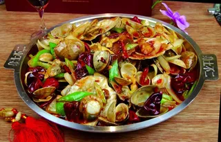 石板香锅杂贝图片