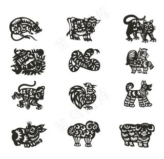 矢量十二生肖剪影图片