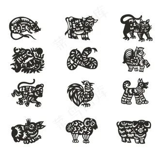 矢量十二生肖剪影图片 矢量十二生肖剪影图片