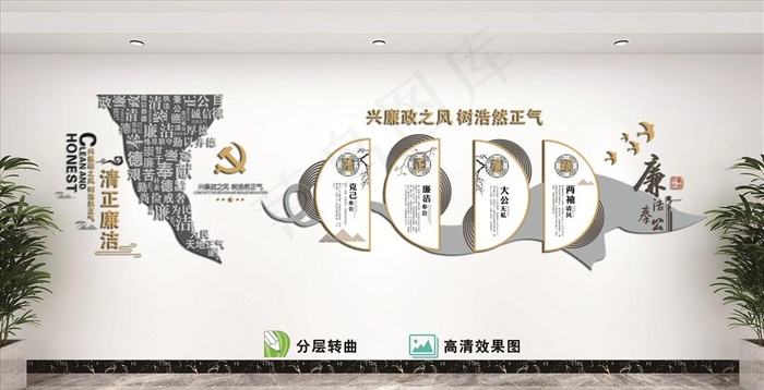 廉政文化墙图片cdr矢量模版下载