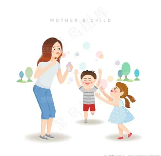 卡通亲子插画图片