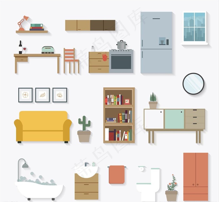 精致家具设计矢量图图片