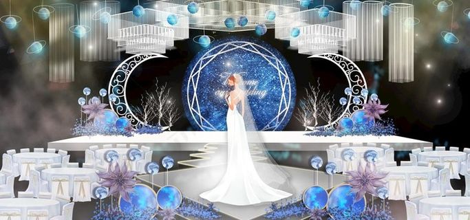 蓝色婚礼效果图图片 蓝色婚礼效果图图片