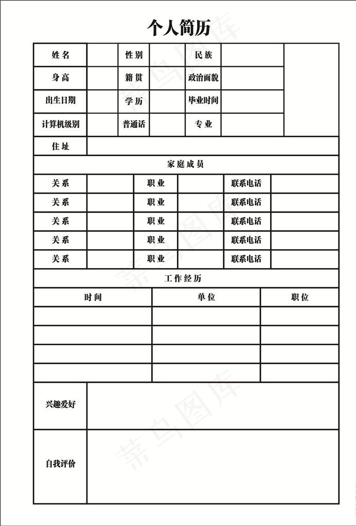 个人简介图片cdr矢量模版下载