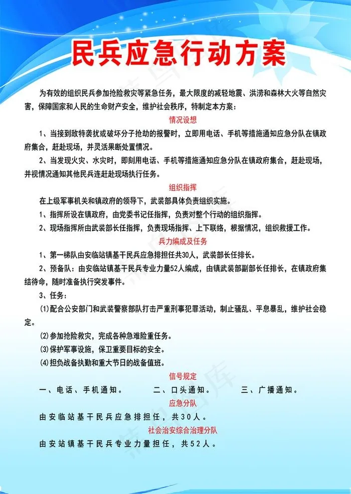 民兵应急行动方案图片psd模版下载